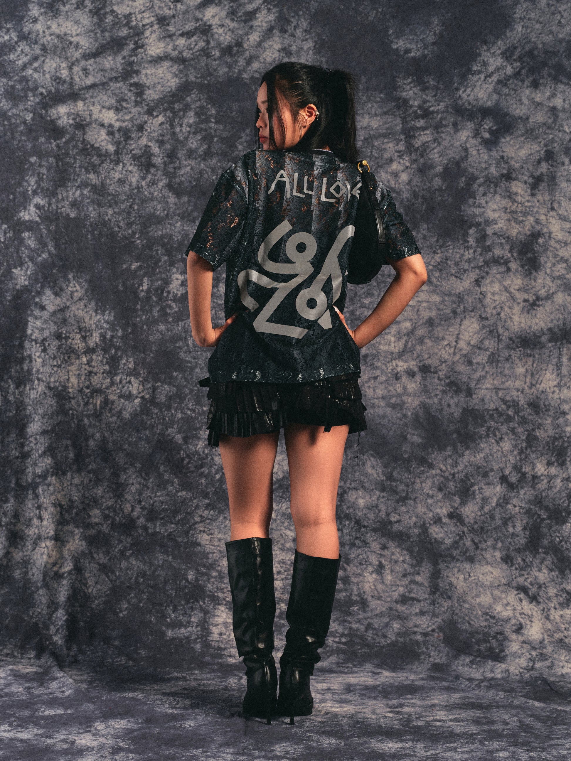 ALL LOVE BLACK STRIPED LACE JERSEY – all love