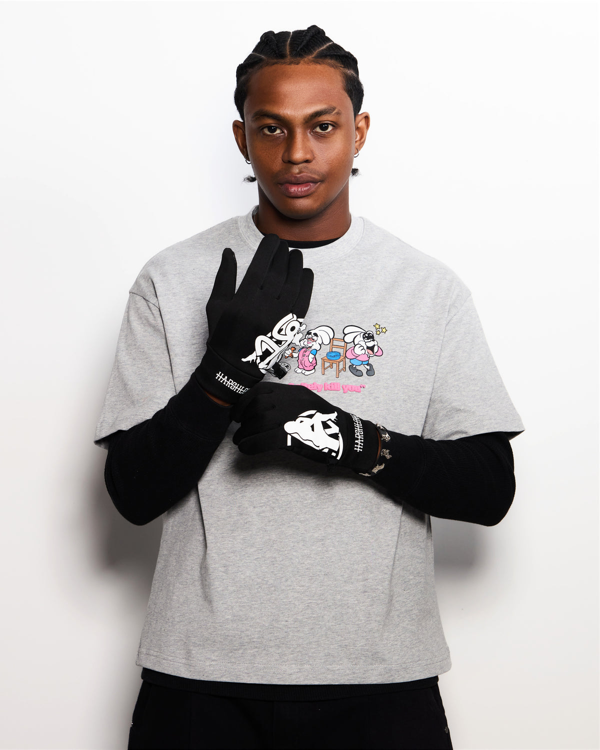 HARSHLOVE GREY RABBIT TEE