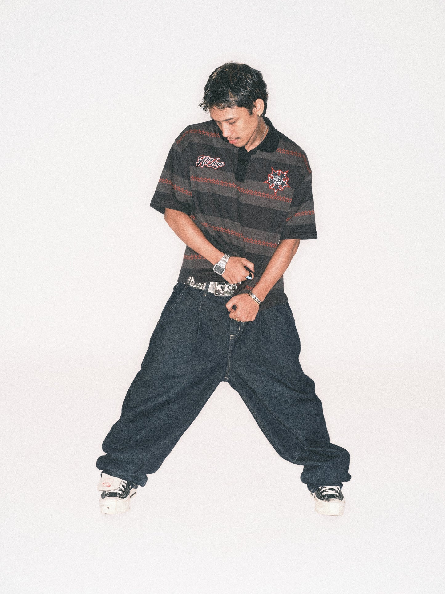 ALL STAR STRIPED BLACK POLO