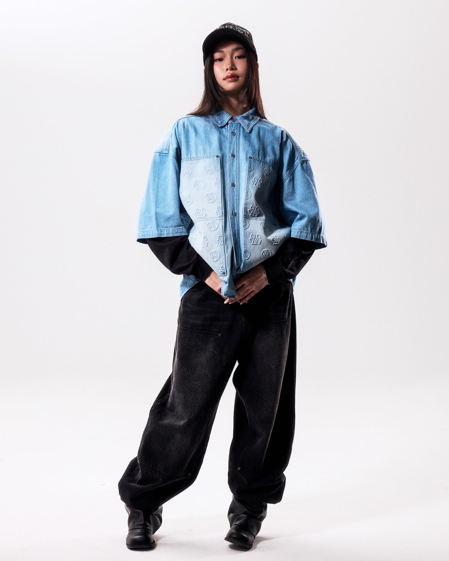 AGAINSTLOVE LIGHT BLUE DOUBLE CHEST SHIRT