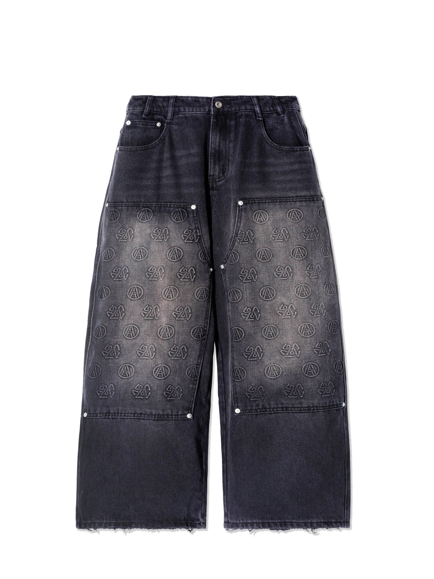 AGAINSTLOVE BLACK DOUBLE KNEE PANTS