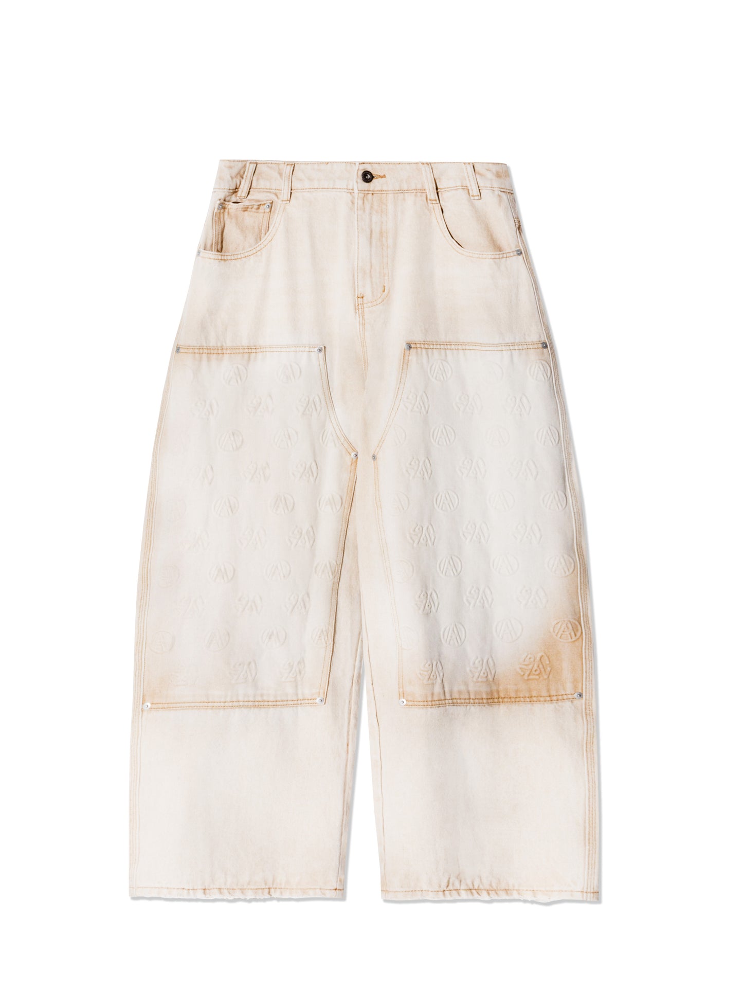 AGAINSTLOVE BEIGE DOUBLE KNEE PANTS