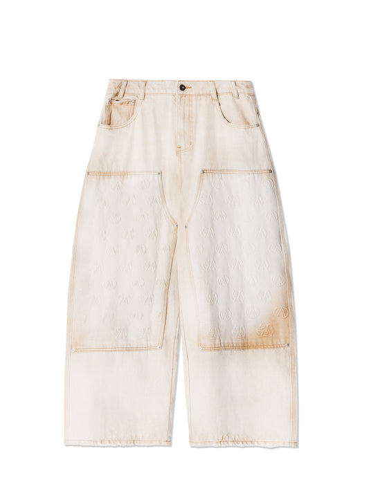 AGAINSTLOVE BEIGE DOUBLE KNEE PANTS