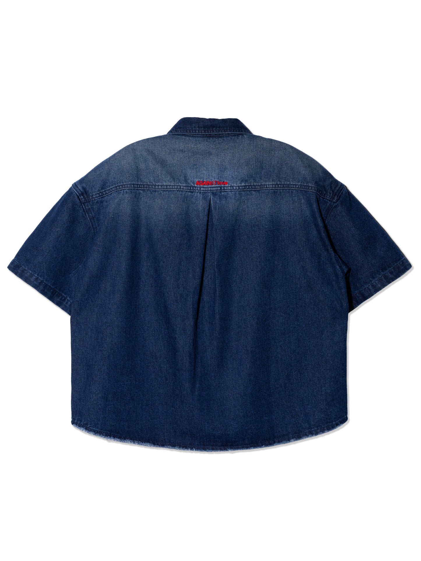 AGAINSTLOVE NAVY DOUBLE CHEST SHIRT