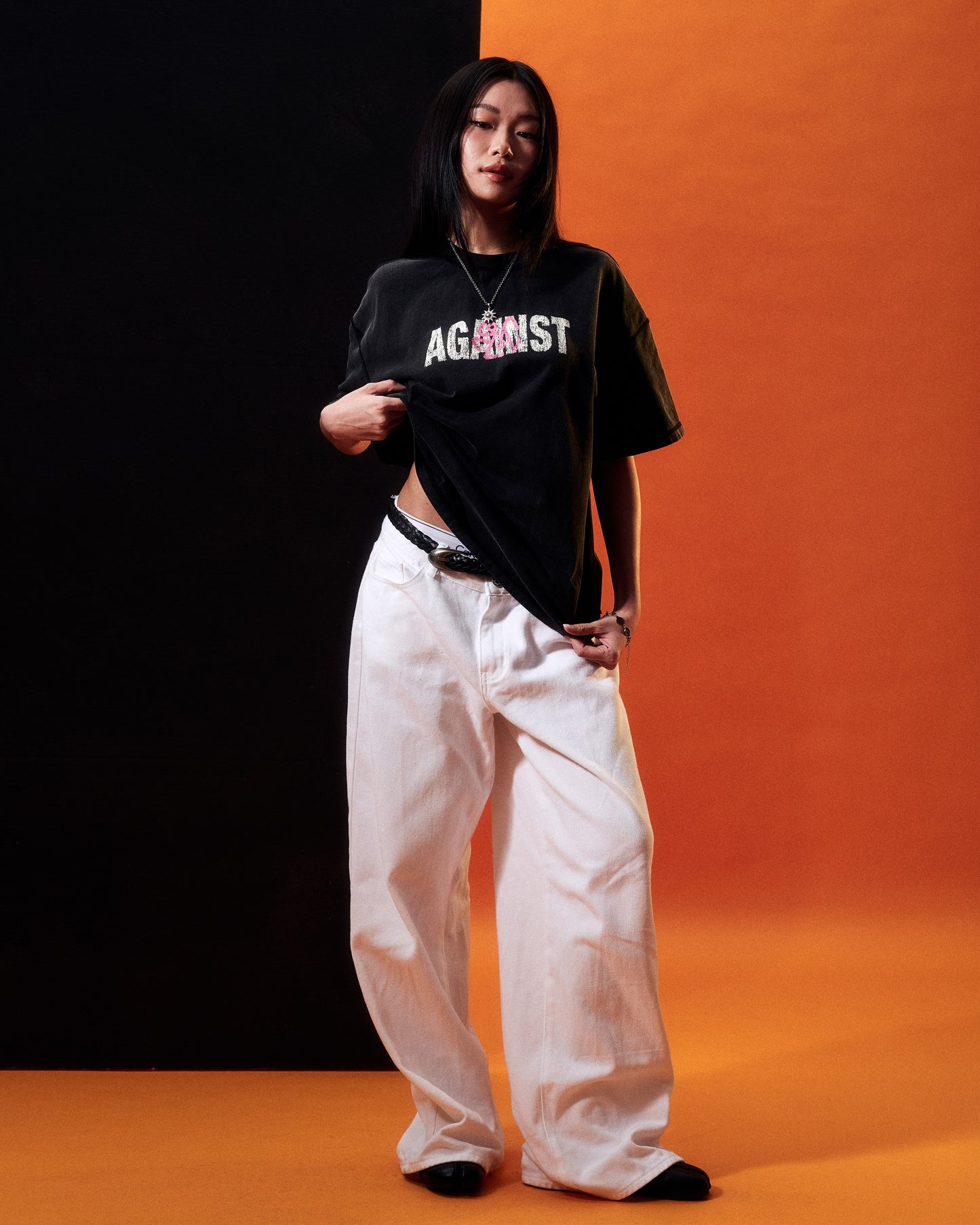 AGAINSTLOVE BLACK REVERSIBLE TEE